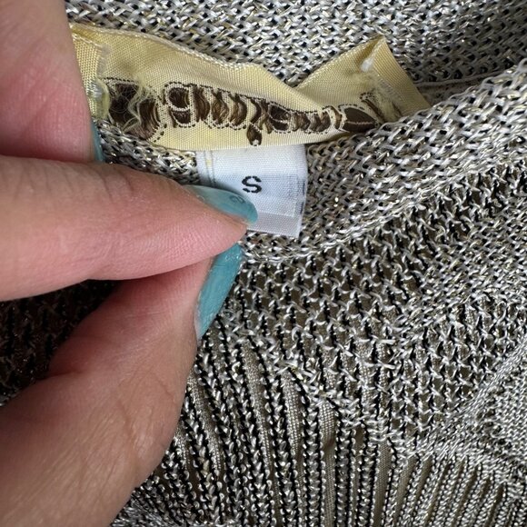 Vintage Damianou Size S Metallic Lace Scalloped Hem Flapper Dress Great Gatsby - Picture 7 of 11